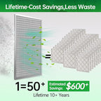 14x24x1 Air Filter Electrostatic Filter Reusable Washable HVAC AC Furnace Filter,MERV 8,Lasts a Lifetime, Healthier Home or Office(Actual Size:13.5x23.35x0.8 Inch)