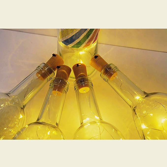 24 Pack 20 LED Wine Bottle Cork Lights, Fairy Mini String Lights Copper Wire, Battery Operated Starry Lights for DIY, Christmas, Halloween, Wedding, Party, Indoor&Outdoor (24 Pack, Warm White)