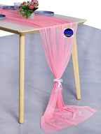MDS 2 Pack 14ft Chiffon Table Runner 29 x 170 Inches Sheer Wedding Runner Romantic Rustic Table Runner for Wedding Decorations, Birthday Parties, Bridal Shower Party Arch Decor - Coral