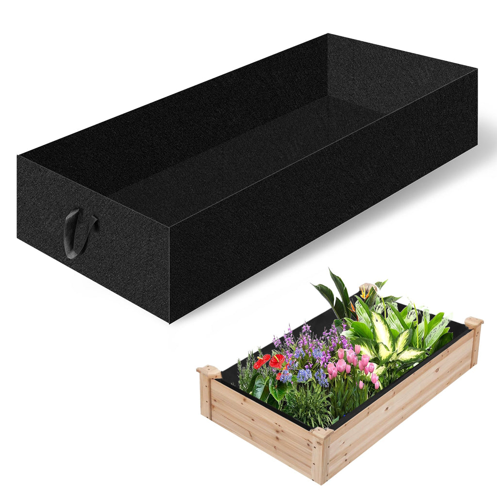 FULEIYA 1PCS Raised Garden Bed Liner Fabric Raised Garden Bed Breathable Drainage Rectangle Grow Bags with Handles Fabric Garden Bed for Outdoor Garden Bed Holds Soil - 4ft x 2ft x 1ft