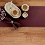 Solino Home Linen Burgundy Table Runner 120 Inches Long - 100% Pure Linen 14 x 120 Inch Table Runner for Fall, Autumn, Thanksgiving, Christmas, Holiday - Classic Hemstitch