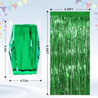 2 Pack Green Streamers Backdrop Jungle Party Decorations Green Foil Fringe Backdrop Curtains Photo Booth Backdrop for Birthday Dinosaur Animal St Patrick's Day Football Xmas Graduation Party Decors