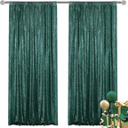 Dark Green Sequin Backdrop Curtain 2 Pieces 2FTx8FT Glitter Photography Backdrop for Party Wedding Birthday Christmas Decorations