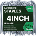 U Shaped Landscape Garden Staples 4 Inch 200 Pack Updated 11Gauge Irrigation Stakes Galvanized Garden Stakes Fabric Pins for Soaker Hose Drip Line Tubing Yard Lawn Staples for Outdoor Decorations