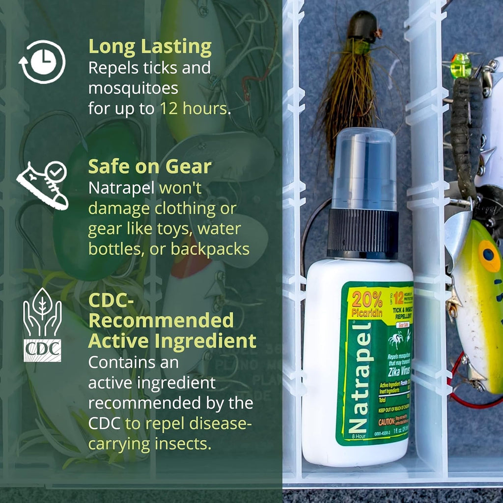 Natrapel Tick & Insect Repellent - Bug Spray with 20% Picaridin - Family Protection Against Mosquitoes, Ticks & More - Up to 12 Hours of Protection - 1 oz (4 Pack)