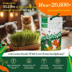 Cat Grass Seed Mix – 16 oz Pack with 20,500 Non-GMO Heirloom Seeds for Cats, Barley, Oat, Rye & Wheatgrass for Indoor Growing, Fresh Pet Grass for Digestion & Hairball Control