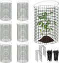 6 Sets of 18'' x 12'' Garden Plant Protectors from Animals with Detachable Covers Metal Plant Cage Chicken Wire Cloche with Ground Stakes and Nylon Tie Wire Plant Cage to Keeping Bunny Animals Out