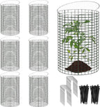 6 Sets of 18'' x 12'' Garden Plant Protectors from Animals with Detachable Covers Metal Plant Cage Chicken Wire Cloche with Ground Stakes and Nylon Tie Wire Plant Cage to Keeping Bunny Animals Out