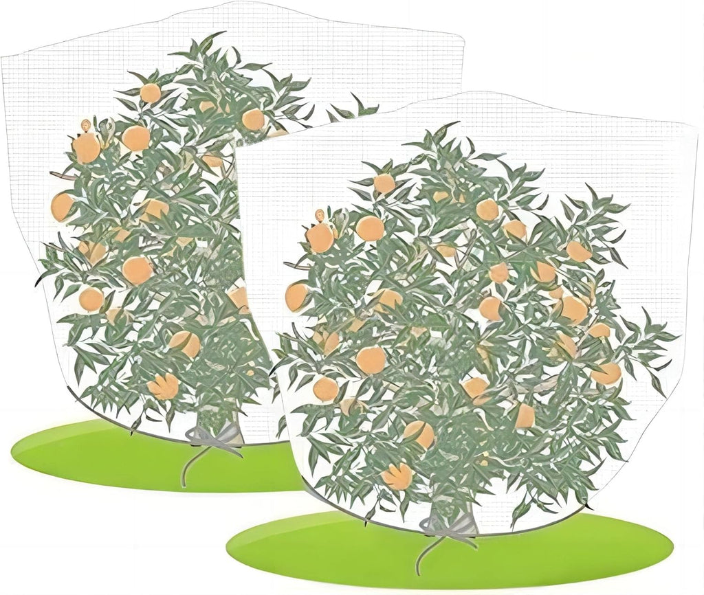 Agfabric 2 Pack Fruit Tree Netting Protection Bag with Drawstring,7.2x6.5 FT Garden Netting Insect Pest Barrier,Bird Netting Plant Covers for Vegetables Fruits Flower,White