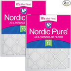 Nordic Pure 25x25x1 (Actual Size: 24 1/2 x 24 1/2 x 3/4) Tru Mini Pleat MERV 13 AC Furnace Air Filters – 2.5X More Media for Longer-Lasting, High-Efficiency Filtration - 2 Pack