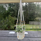 Wdmxszdq Macrame Plant Hanger Set of 2, 35 Inch Indoor Hanging Planter with 4 Hooks, Macrame Plant Hangers for Pots, No Tassels Boho Home Decor, Ivory (Pots Not Included)