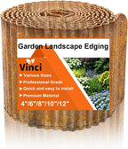 Vinci Garden Landscape Edging Border, 8 Inch x 20 FT Corrugated Sturdy Metal Easy Installation Safe Hemmed Lawn Garden Border Edges for DIY Flower Beds,Pathways and Patio Design (Rusted)