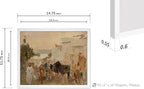 Poster Master Vintage The Bazaar Painting Poster - Retro Street in Udaipur Print - India Art - Cityscape Art - Farmhouse Art - Abstract Art - Office or Living Room Wall Decor, 11x14 White Framed