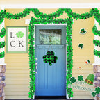 TURNMEON 3 Pack Total 49.2 Ft St.Patrick's Day Tinsel Garlands Decorations DIY Shamrocks Wreath for Front Door Irish Leprechaun Hat St.Patrick's Day Decorations Outdoor Indoor Home,16.4Ft by 4.3" Each