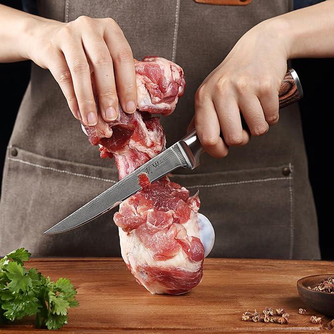 Wakoli EDIB Big Master Knife Foot Knife 14.5 cm blade 67 layers of real Big Master steel with Pakka wood handle I Premium Big Master Kitchen Knife and Cooking knife gift wrap