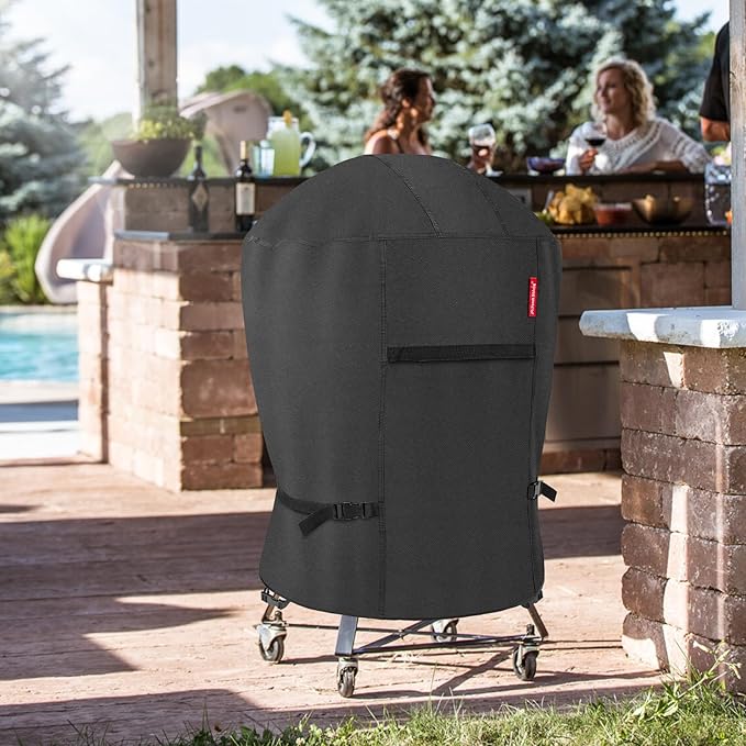 Porch Shield Outdoor Charcoal Kettle Grill Cover 22 inch Waterproof 600D Round Smoker Cover Fits Most Kettle Grill 27" Dia x 35" H, Black