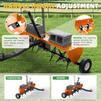 40" Lawn Aerator Tow Behind, Pull Behind Aerator with Universal Hitch, 24 Galvanized Steel Tines, Tray and Pneumatic Tires, Plug Behind Aerator is Suitable for Gardens, Lawns and Farms