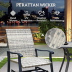 Outsunny Patio Glider Chair Set of 2, Wicker Rattan Outdoor Swivel Chair with Steel Frame, High Back, Armrests, Porch Glider with Adjustable Foot Pads for Garden, Lawn, Backyard, Yellow