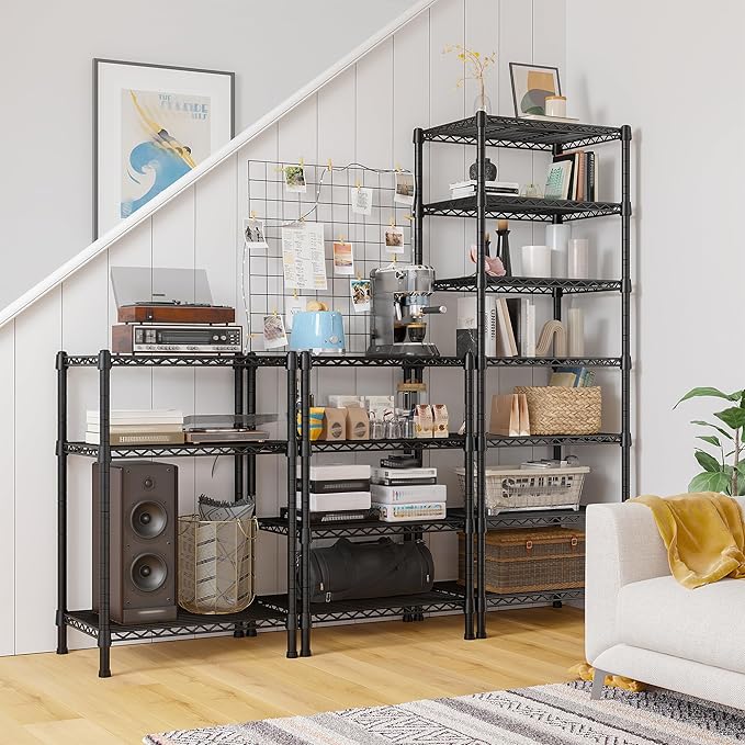 REIBII 7-Tier Metal Shelving Unit, 71’’H x 18’’W x 18’’D, 1176 LBS Weight Capacity, Adjustable Garage Shelving for Storage, Heavy Duty Shelves for Kitchen, Living Room, Bathroom etc.