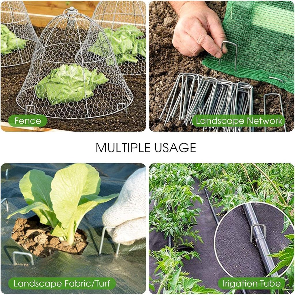 12 Inch Galvanized Garden Landscape Staples Stakes, 25 50 100 PCS Anti-Rust Garden Staples U-Shaped Landscape Pins for Secure Lawn Fabric (100, 12 Inch)