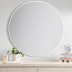 White Round 36 Inch Mirror,Circle Bathroom Vanity Mirror for Wall,Hanging Modern Tempered Glass Mirror for Entryway or Living Room