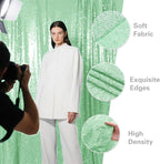 Mint Green Sequin Backdrop Curtain 4 Pieces 2FTx8FT Glitter Photography Backdrop for Party Wedding Birthday Christmas Decorations