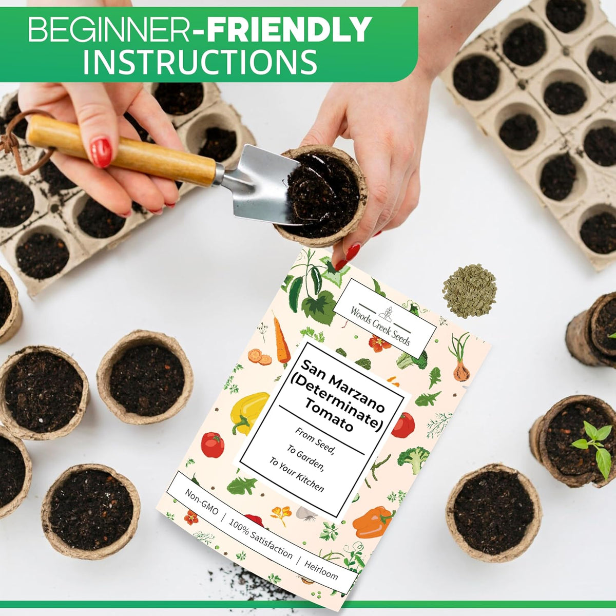 Woods Creek Seeds: San Marzano Tomato Seeds for Planting - Heirloom Tomato Seeds for Planting Outdoors, Indoors, Patio or Home Plant Garden - Non-GMO Seed Pack of Tomatoes for Italian Paste Variety