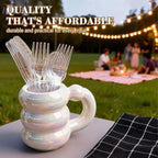 400 Count Heavy Duty Clear Plastic Silverware, 160 Forks, 160 Spoons, 80 Knives, BPA-Free and Heat Resistant, Disposable Cutlery set, Premium Clear Utencils for Party and Daily Use