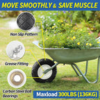 4.80/4.00-8" Wheelbarrow Tire, 16" Flat-Free Solid Tire and Wheel, 3-6" Centered Hub, 5/8" & 3/4" Bearing, For Broadcast Spreader Garden Wagon Cart Trolley Dolly (1 Pack)