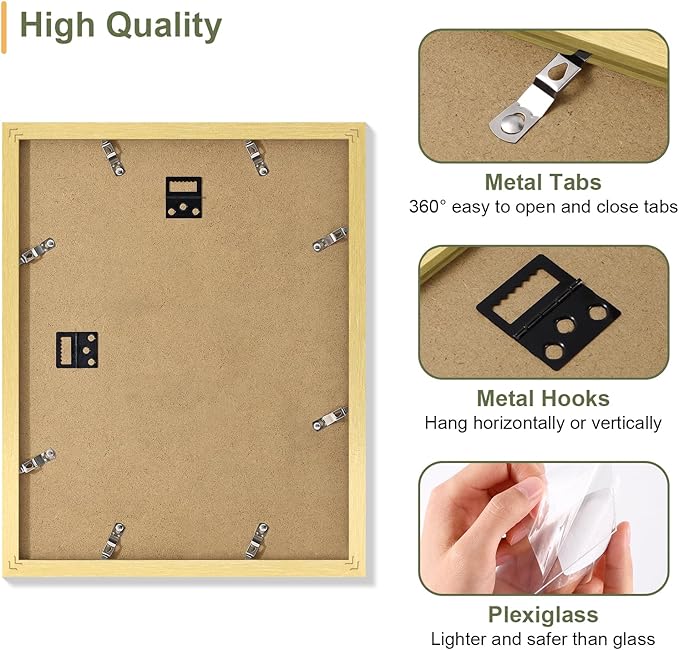 Vittanly 11x14 Collage Picture Frame, Displays 5Pcs 4x6 Pictures with Mat, Picture Frames Collage Wall Decor, Gold, 1 Pack