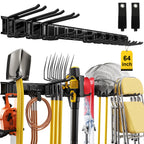 YZSFMZGE 64" Garage Wall Tool Organizer, 900 Lbs Heavy Duty Steel Garden Tool Storage Rack & Garage Organization for Yard, Shed, Garage - 12 Longer & Thicker Hooks + 2 Straps