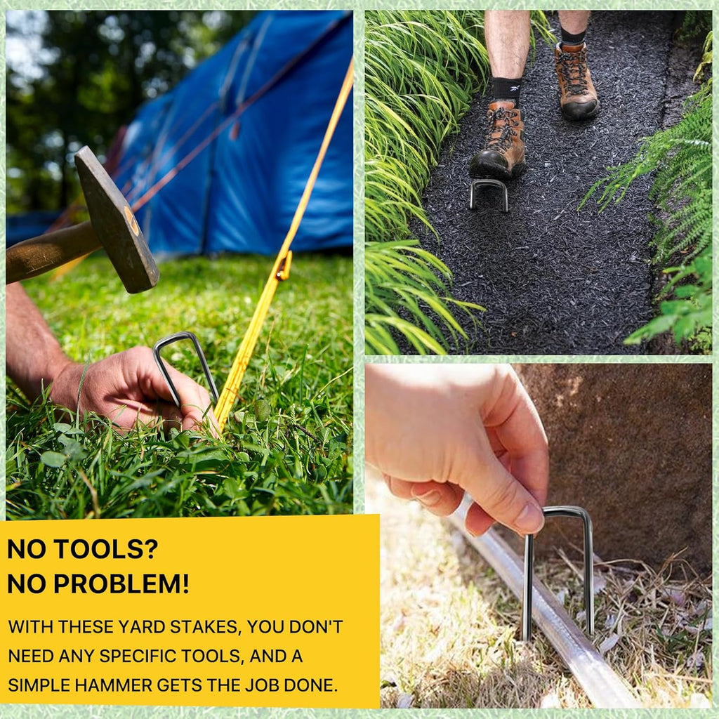 Landscape Staples 6inch,11Gauge Galvanized Lawn Staples, Sturdy Garden Stakes for Effortlessly Securing Weed Barrier Fabric,Ground Stabilization,Tackling Outdoor Yard Work,Decorations