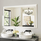 60x36 Inch White Bathroom Mirror for Wall, Thick Metal Framed Rectangle Mirrors for Over Sink, Bedroom, Living Room, Entryway, Anti-Rust, HD Tempered Glass