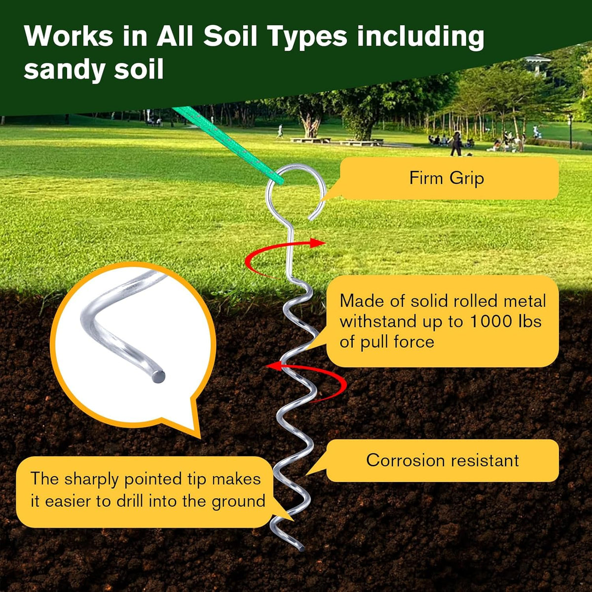 A Tree Support kit for straightening Trees, which Includes Supporting Metal Stakes and Ropes. It can Also be Used for Tree Protection in Harsh Weather and Outdoor Tent Fixation. (2)