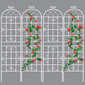 4 Pack Metal Garden Trellis 71" Fence Rustproof Garden Trellis for Climbing Plants Support Roses Flower Outdoor Lawn, Cream White