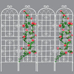 4 Pack Metal Garden Trellis 71" Fence Rustproof Garden Trellis for Climbing Plants Support Roses Flower Outdoor Lawn, Cream White