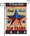 250 Anniversary USA Garden Flags for Outside,4th of July 250th Year America Banner,God Bless United States 12x18 Inch Double-Sided with Patriotic Star,1776-2026 America Merchandise for Yard Decoration