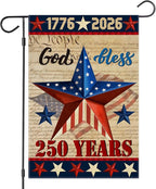 250 Anniversary USA Garden Flags for Outside,4th of July 250th Year America Banner,God Bless United States 12x18 Inch Double-Sided with Patriotic Star,1776-2026 America Merchandise for Yard Decoration