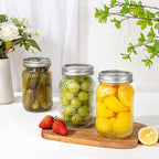 MirthMood 32 OZ Wide Mouth Mason Jars, 4 PACK Glass Mason Jars with airtight Lids, Quart mason jars wide mouth ，Perfect for Canning, Pickling, Preserving, Fermenting, DIY Crafts & Decor