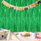 2 Pack Tinsel Backdrop, 3.28 FT x 7.05 FT Green Party Decorations, Metallic Football Backdrop Curtains Tinsel Curtains Streamer Backdrop, Party Supplies Wall Decor for Football Party Birthday