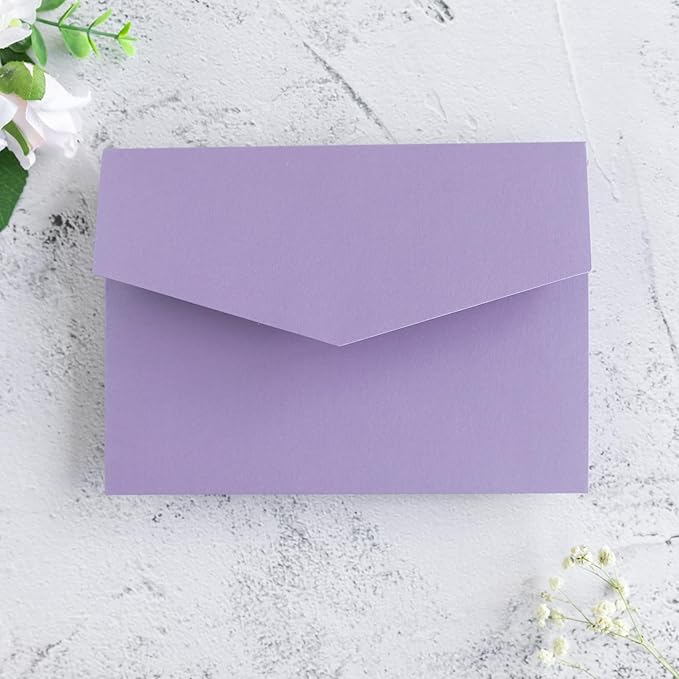 20 PCS Lilac Tri-fold Laser Cut Wedding Invitation Pockets for 5x7 Wedding Cards Bridal Shower Engagement Quinceanera Invitation
