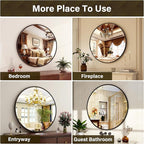 30 Inch Round Mirror - Circle Mirrors for Bathroom, Entryway and Living Room Wall Decor, Modern Hanging Vanity Mirror, Matte Black Circle Decorative Wall Mirror