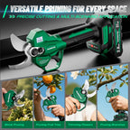 PAOWAFOL Electric Pruning Shears, 1.6" (41mm) Cordless Power Pruner with LCD Display, Brushless Motor, 2x2000mAh Batteries, 2xSK5 Blades, Battery Powered Branch Cutter for Garden Trimming