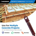 Sandbaggy Concrete Turnbuckle Form Aligner with 5" x 3" Flat Plate (35" - 37.5" Length) - Rust Resistant Steel - Adjustable Wall Brace - Aligns & Plumbs Form Walls, Columns, or Beams (35 inches, 50)