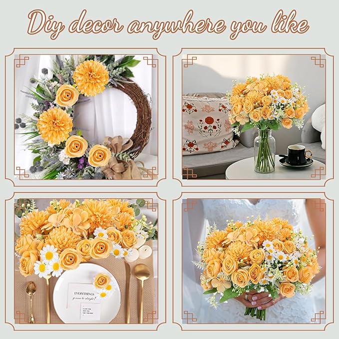 12 Packs Peonies Artificial Flowers,Silk Artificial Peonies Flowers Fake Peony Faux Floral Arrangements Bouquet for Centerpiece Table Wedding Party Home Decor Fall
