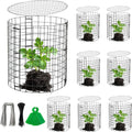 Adnee 8 Pack Wire Plant Protector with Cover-12" x 11" Detachable Plant Protector Metal Plant Cages-Garden Plant Cages for Flower Vegetable to Keep Animals Out