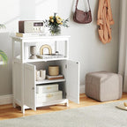 Tangkula Bathroom Storage Cabinet, Freestanding Floor Organizer with 2 Doors & 1 Adjustable Shelf, Modern Home Bathroom Furniture for Living Room Entryway Kitchen (Cabinet, White)