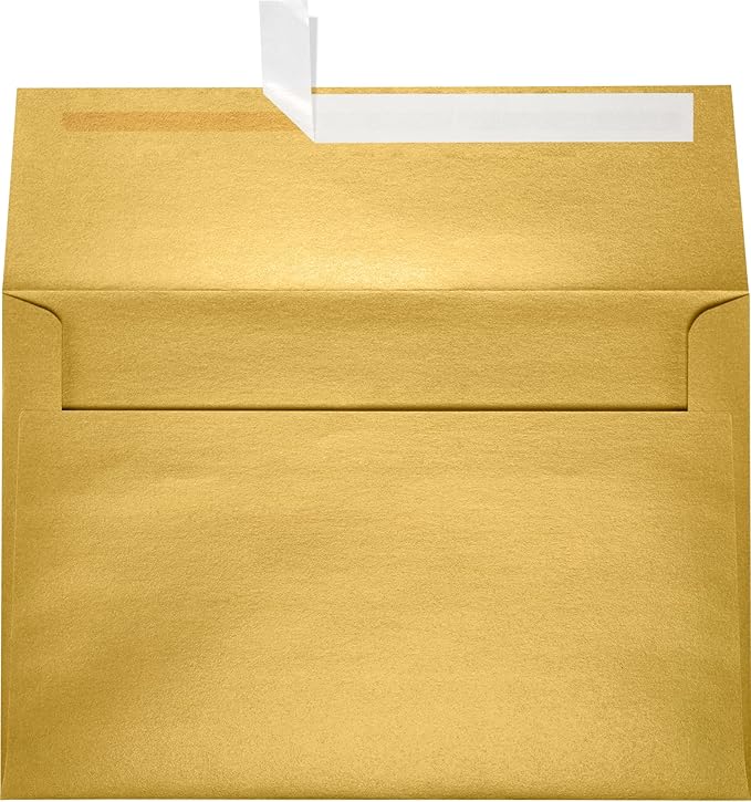 LUXPaper A10 Invitation Envelopes | Peel & Press | 6" x 9 1/2" | Gold Metallic | 80lb. Text | 50 Qty