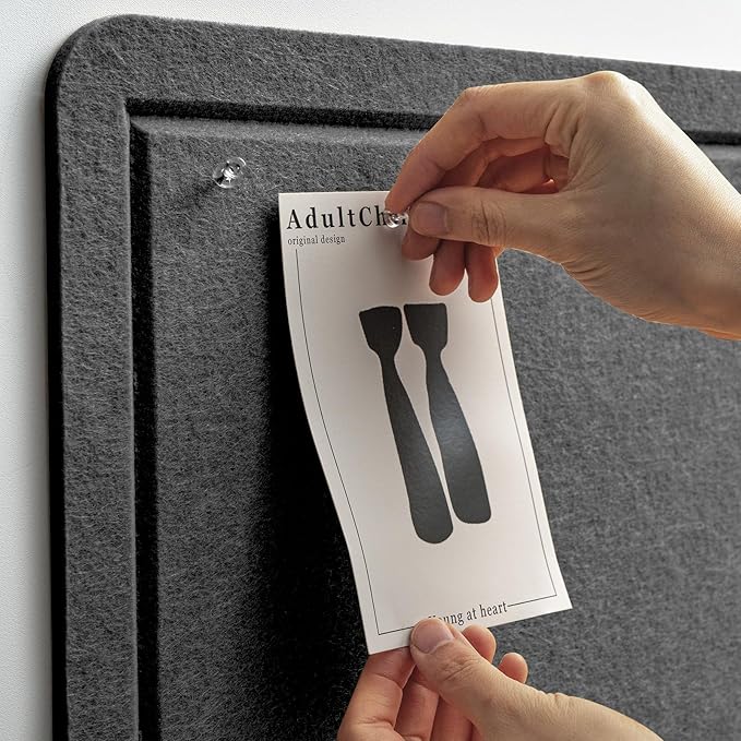Large Bulletin Board - 48 x 36 Inches, Decorative Felt Pin Board for Wall - 4' x 3' Foldable Photo Display Board with Self-Adhesive Tape, Includes 20 Push Pins - Dark Gray