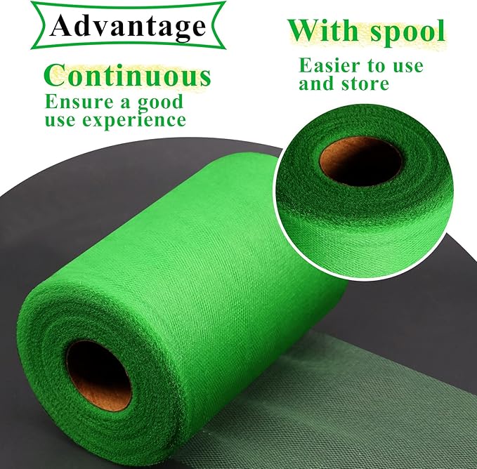 Emerald Green Tulle Fabric Rolls 6 Inch by 100 Yards (300 feet) Fabric Spool Tulle Ribbon for DIY Tutu Christmas Gift Wrapping Bow Baby Shower Birthday Party Wedding Decorations Craft Supplies